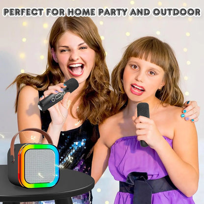 Portable Wireless Karaoke System with Hi-Fi Stereo Speaker, Wireless Microphone, and RGB LED Lights