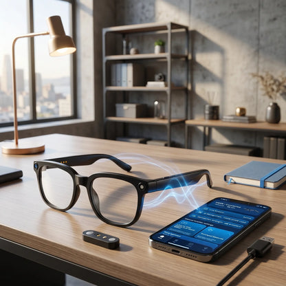 AI Smart Glasses with 8MP HD Camera, Photochromic Lenses, 4K Photography, 1080P Video Recording, Real-Time Translation, and Voice Assistant for Travel, Meetings, and Vlogging - Bluetooth Eyewear with Advanced Features