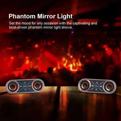 DOSS Soundbox Pro+ P400 Multifunctional Wireless Speaker - 50W Full Range Stereo with Dual 25W Woofer Drivers, DSP Technology, 26 Hours Playtime, Dual Rechargeable Batteries, Portable Design for Outdoor and Home Use, Black with Phantom Mirror Light Show