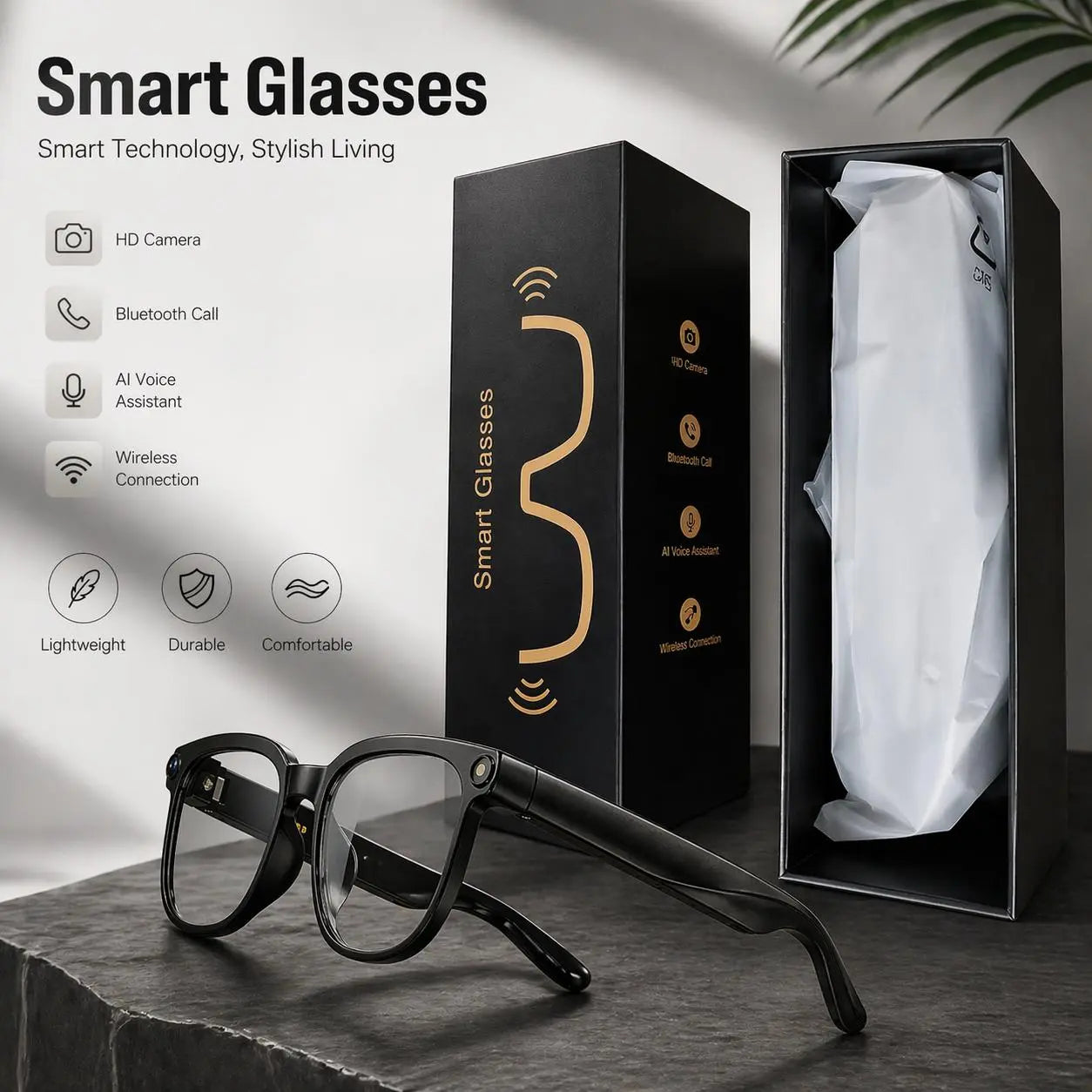 AI Smart Glasses with 8MP HD Camera, Photochromic Lenses, 4K Photography, 1080P Video Recording, Real-Time Translation, and Voice Assistant for Travel, Meetings, and Vlogging - Bluetooth Eyewear with Advanced Features