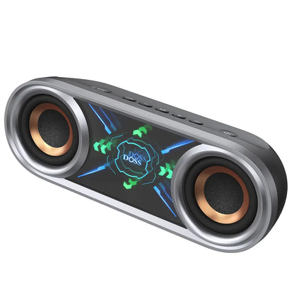DOSS Soundbox Pro+ P400 Multifunctional Wireless Speaker - 50W Full Range Stereo with Dual 25W Woofer Drivers, DSP Technology, 26 Hours Playtime, Dual Rechargeable Batteries, Portable Design for Outdoor and Home Use, Black with Phantom Mirror Light Show