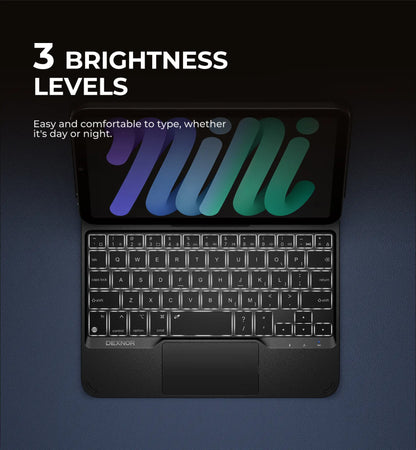 Dexnor for Ipad Mini 7 (A17 Pro)/Mini 6 Case with Keyboard, Magnetic Floating Cantilever Stand with Trackpad Pencil Holder Backlit Keyboard Case for Ipad Mini 7Th(2024)/6Th (2021) Generation