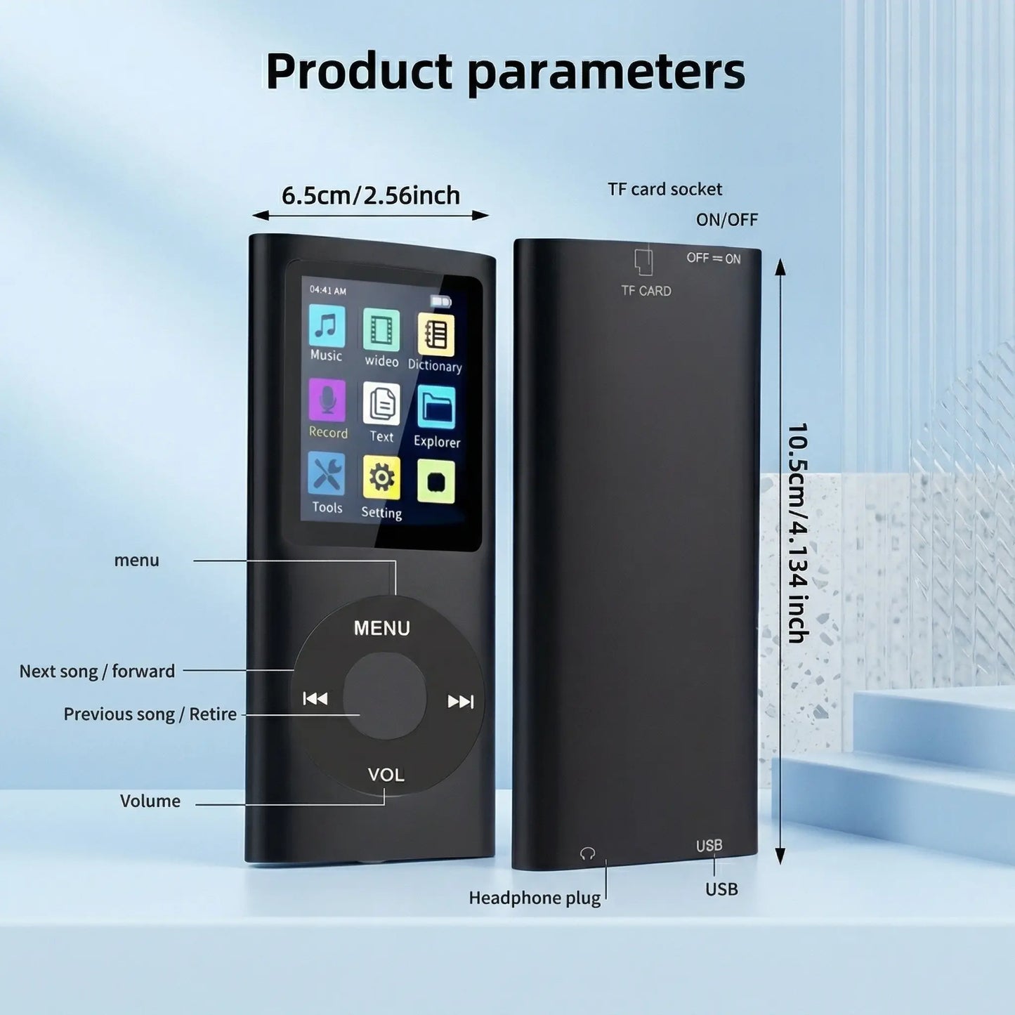 Portable Lossless MP3/MP4 Music Player with LCD Screen - Perfect for Students, Ideal for Music, Reading, Travel, and Offline Use; SD Card Not Included.