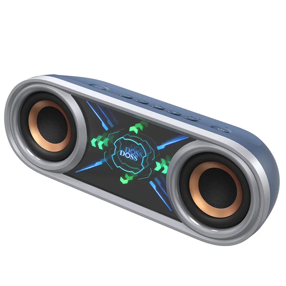 DOSS Soundbox Pro+ P400 Multifunctional Wireless Speaker - 50W Full Range Stereo with Dual 25W Woofer Drivers, DSP Technology, 26 Hours Playtime, Dual Rechargeable Batteries, Portable Design for Outdoor and Home Use, Black with Phantom Mirror Light Show