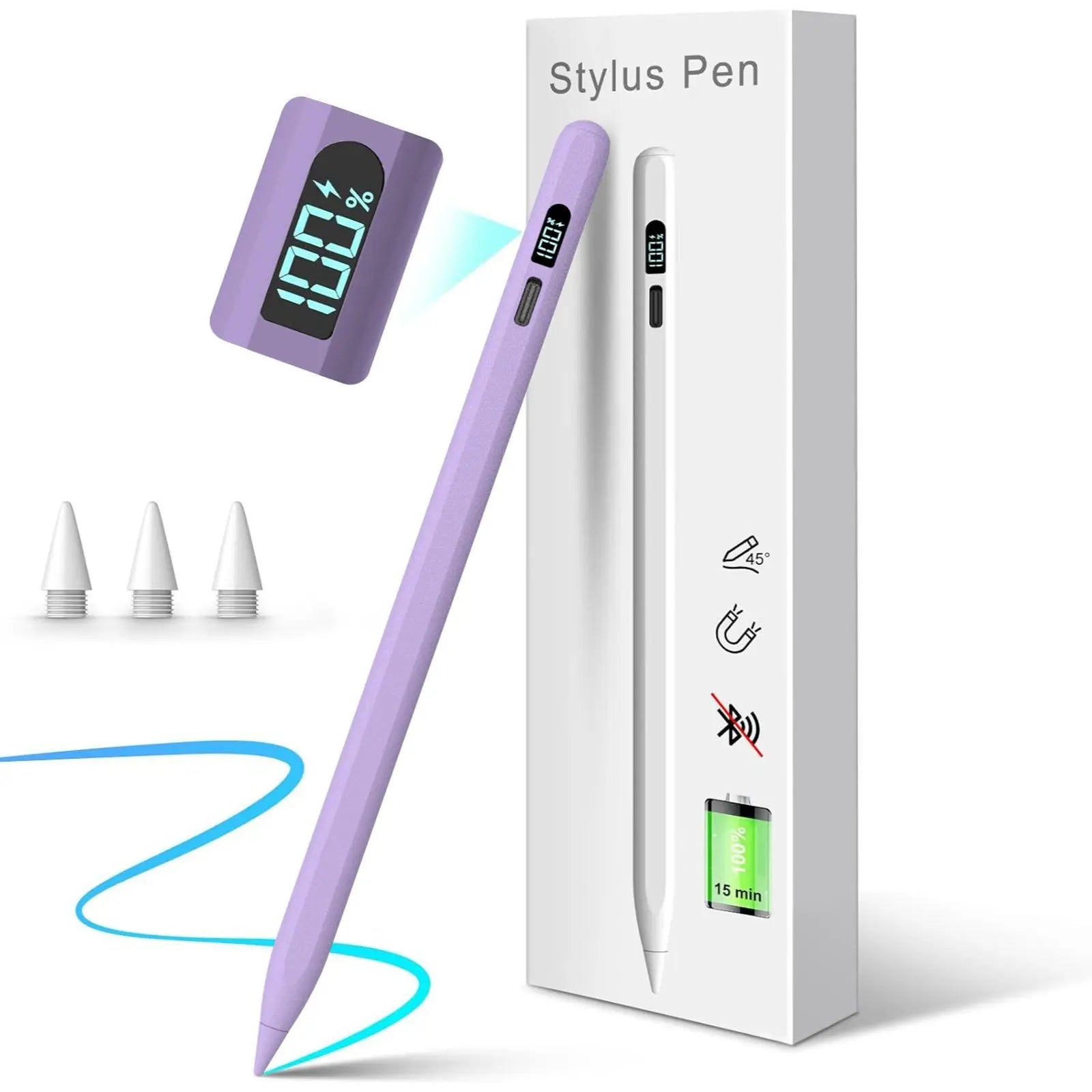 MEKO LED Stylus Pen for iPad (10th/9th/8th/7th/6th Gen, Pro 11"/12.9" M4, Air 5/4/3 M2, Mini 6/5) - Fast Charging, Palm Rejection, Tilt Sensitivity with LED Power Indicator
