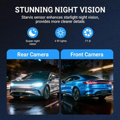 Nuokaiqi 360° Car Dash Cam with Starlight Night Vision, WiFi Connectivity, and Four Screen Surveillance System
