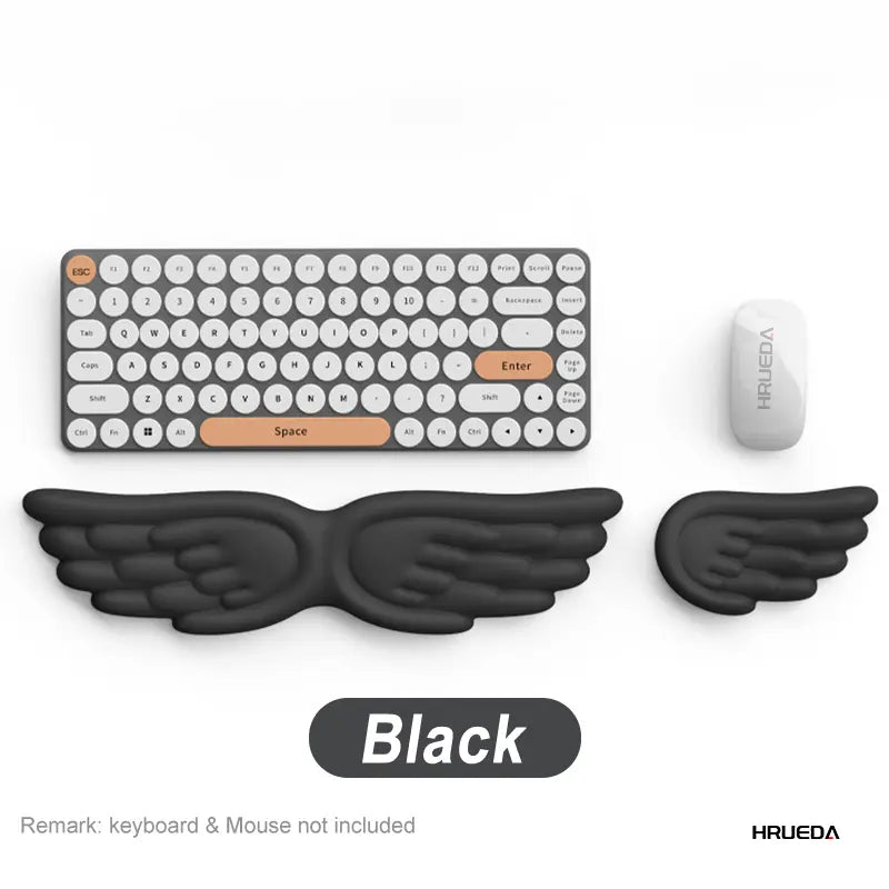 Mechanical Keyboard and Mouse Wrist Rest - Angel Wing Memory Foam Support Pad for Enhanced Comfort and Ergonomics