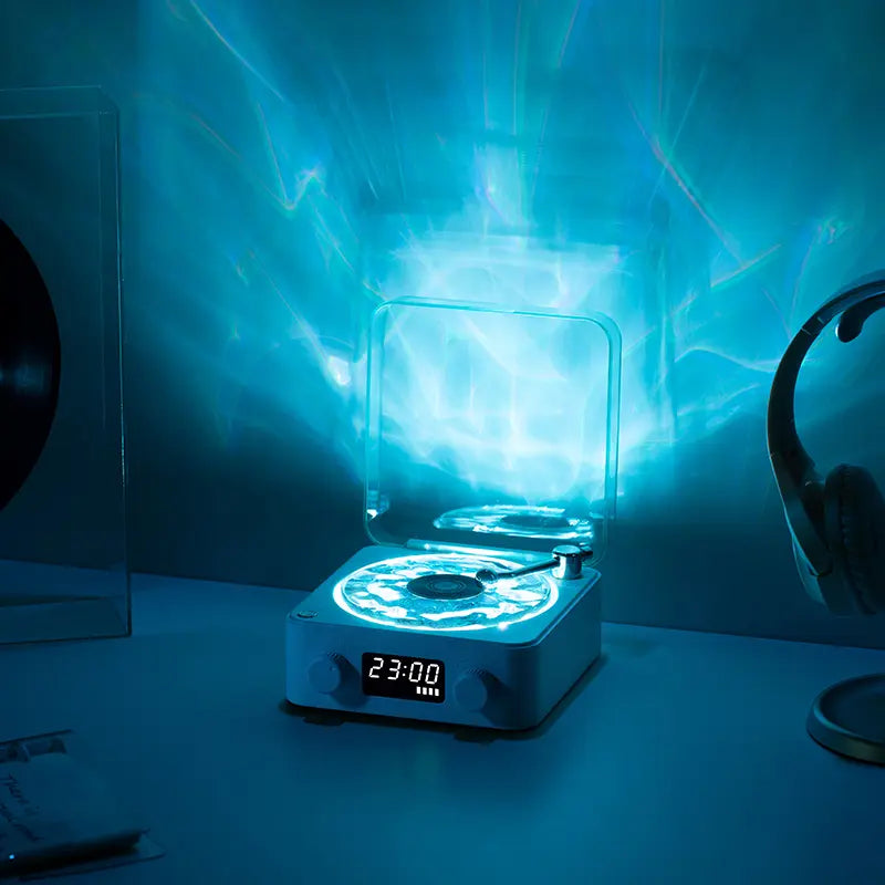 Bluetooth Speaker with Vintage Vinyl Design and Ambient Lighting, Ideal Nightstand Accessory with Relaxing Sound Features, Perfect Gift for Her