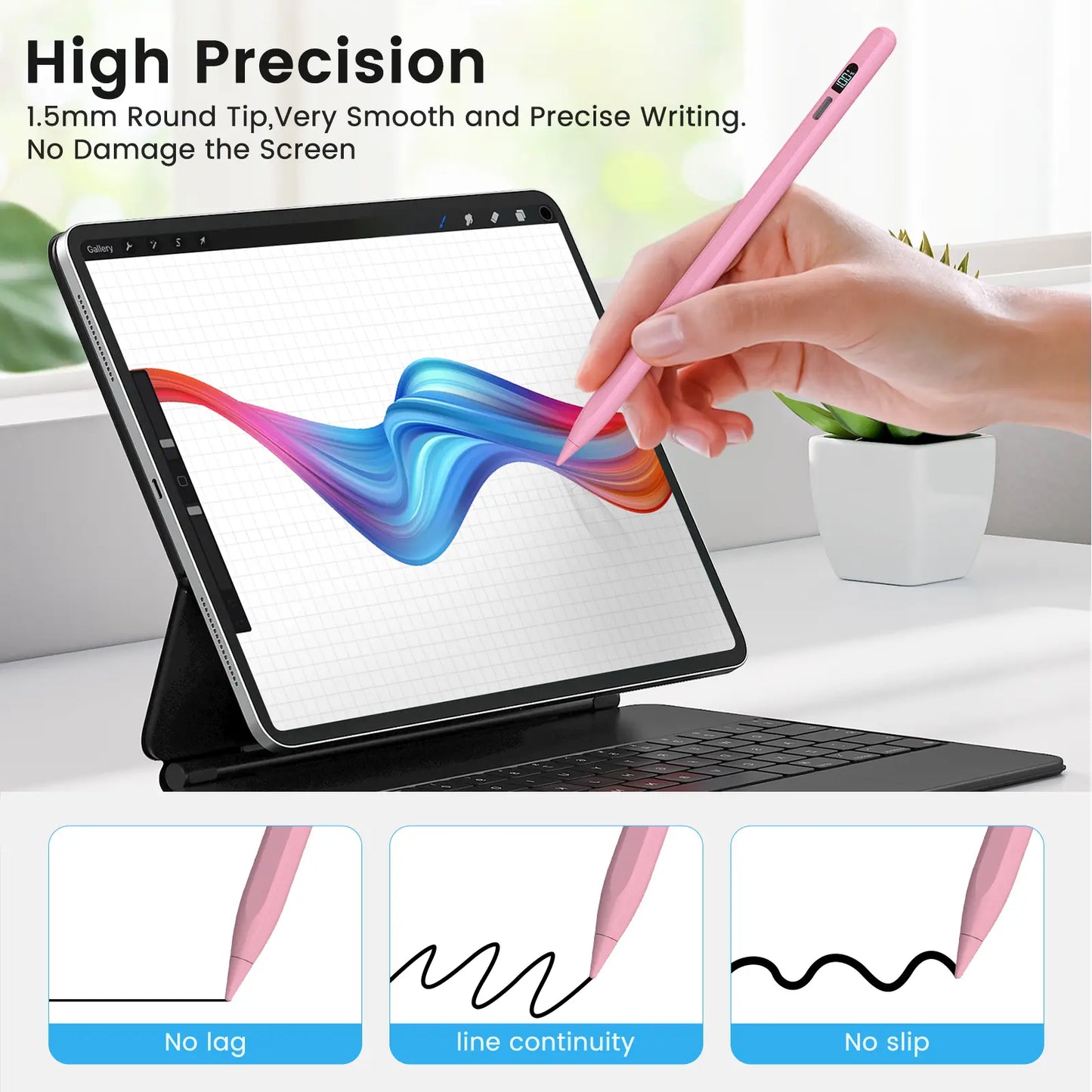 MEKO LED Stylus Pen for iPad (10th/9th/8th/7th/6th Gen, Pro 11"/12.9" M4, Air 5/4/3 M2, Mini 6/5) - Fast Charging, Palm Rejection, Tilt Sensitivity with LED Power Indicator