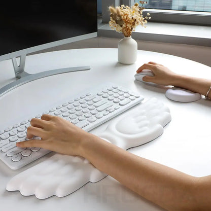 Mechanical Keyboard and Mouse Wrist Rest - Angel Wing Memory Foam Support Pad for Enhanced Comfort and Ergonomics
