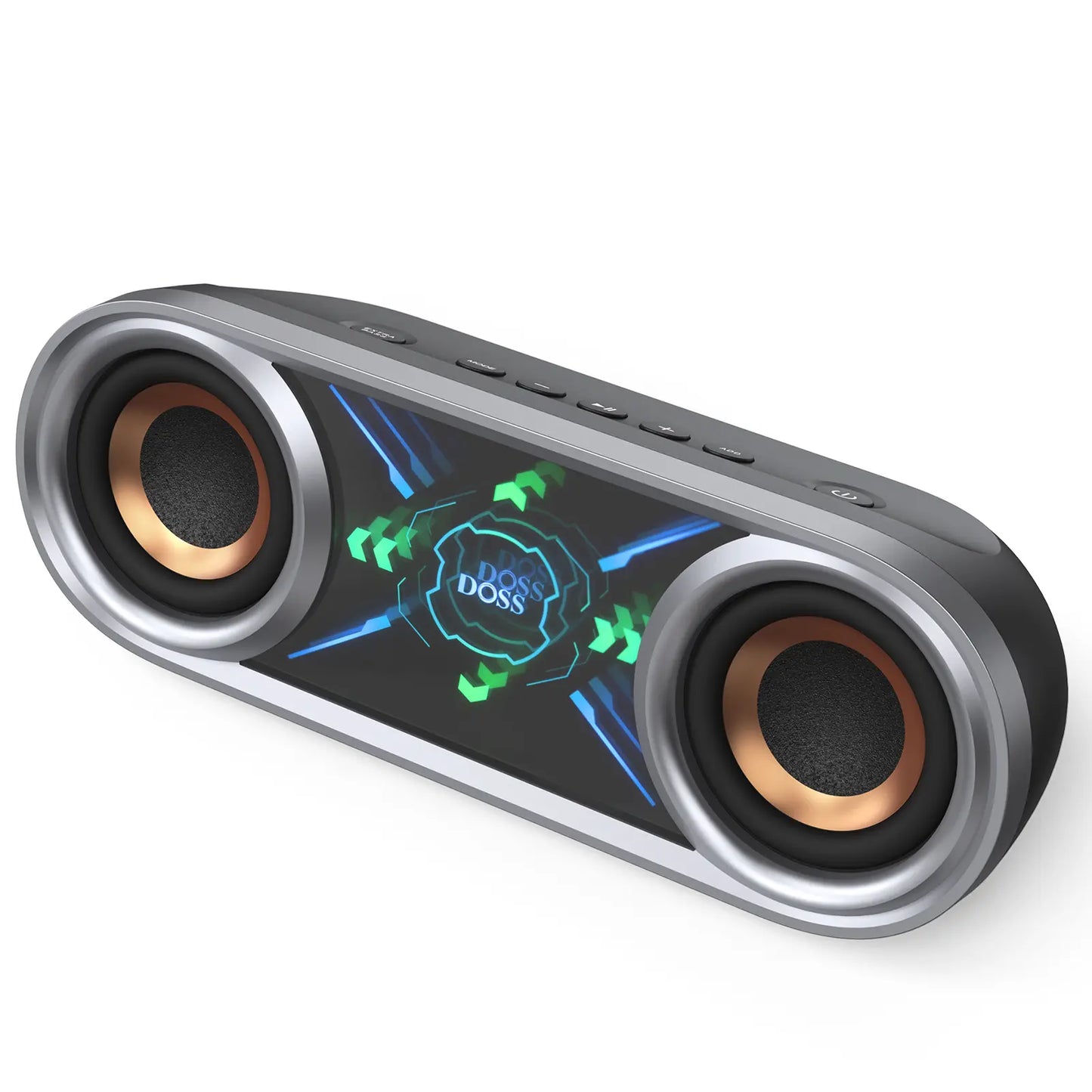 DOSS Soundbox Pro+ P400 Multifunctional Wireless Speaker - 50W Full Range Stereo with Dual 25W Woofer Drivers, DSP Technology, 26 Hours Playtime, Dual Rechargeable Batteries, Portable Design for Outdoor and Home Use, Black with Phantom Mirror Light Show