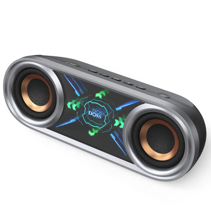DOSS Soundbox Pro+ P400 Multifunctional Wireless Speaker - 50W Full Range Stereo with Dual 25W Woofer Drivers, DSP Technology, 26 Hours Playtime, Dual Rechargeable Batteries, Portable Design for Outdoor and Home Use, Black with Phantom Mirror Light Show