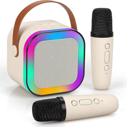 Portable Wireless Karaoke System with Hi-Fi Stereo Speaker, Wireless Microphone, and RGB LED Lights