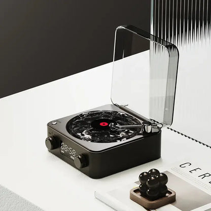 Bluetooth Speaker with Vintage Vinyl Design and Ambient Lighting, Ideal Nightstand Accessory with Relaxing Sound Features, Perfect Gift for Her