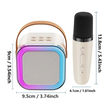 Portable Wireless Karaoke System with Hi-Fi Stereo Speaker, Wireless Microphone, and RGB LED Lights