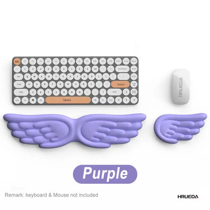 Mechanical Keyboard and Mouse Wrist Rest - Angel Wing Memory Foam Support Pad for Enhanced Comfort and Ergonomics