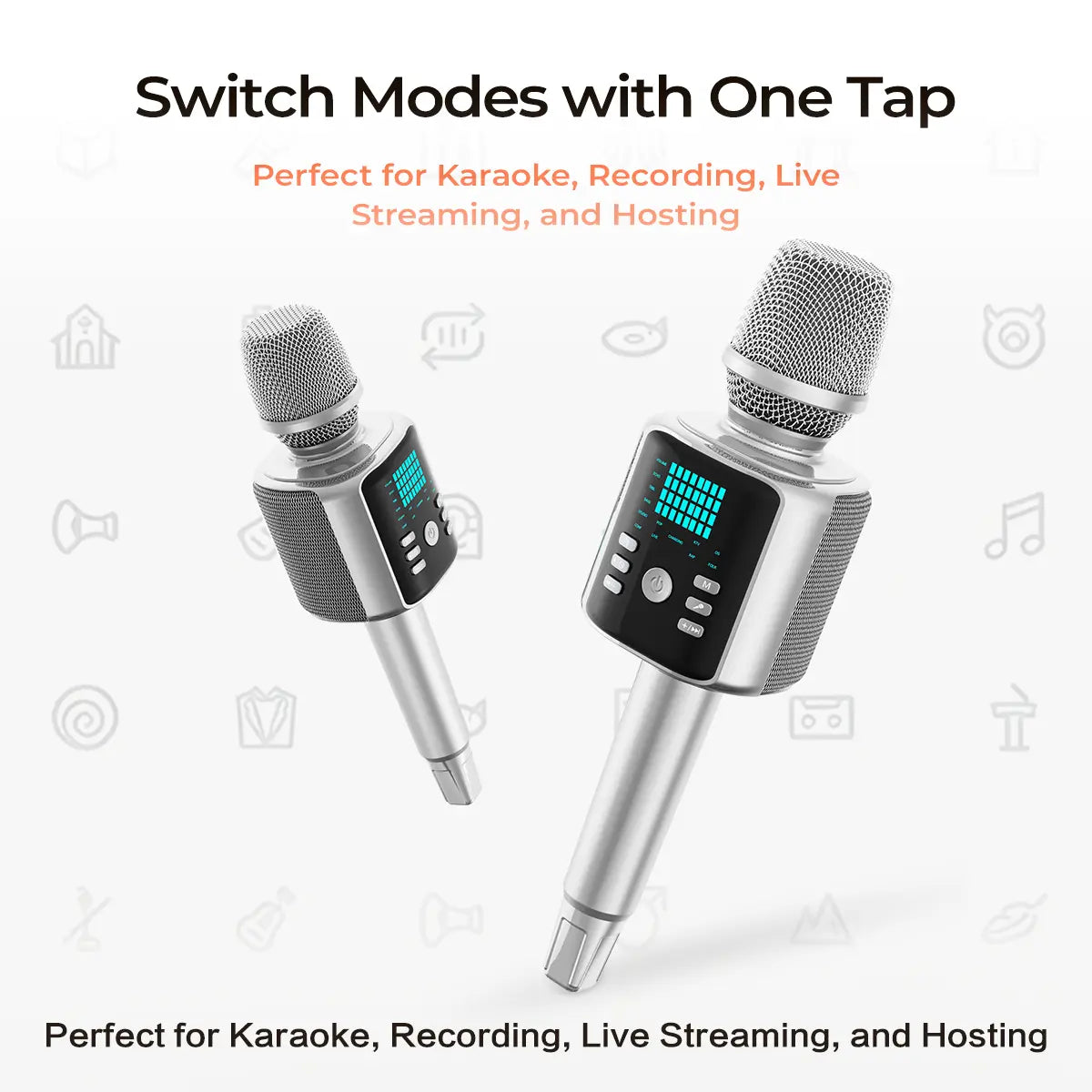 KINGLUCKY H9 Karaoke Mic with AI Vocal Remover & Voice Changer
