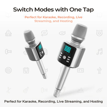 KINGLUCKY H9 Karaoke Mic with AI Vocal Remover & Voice Changer
