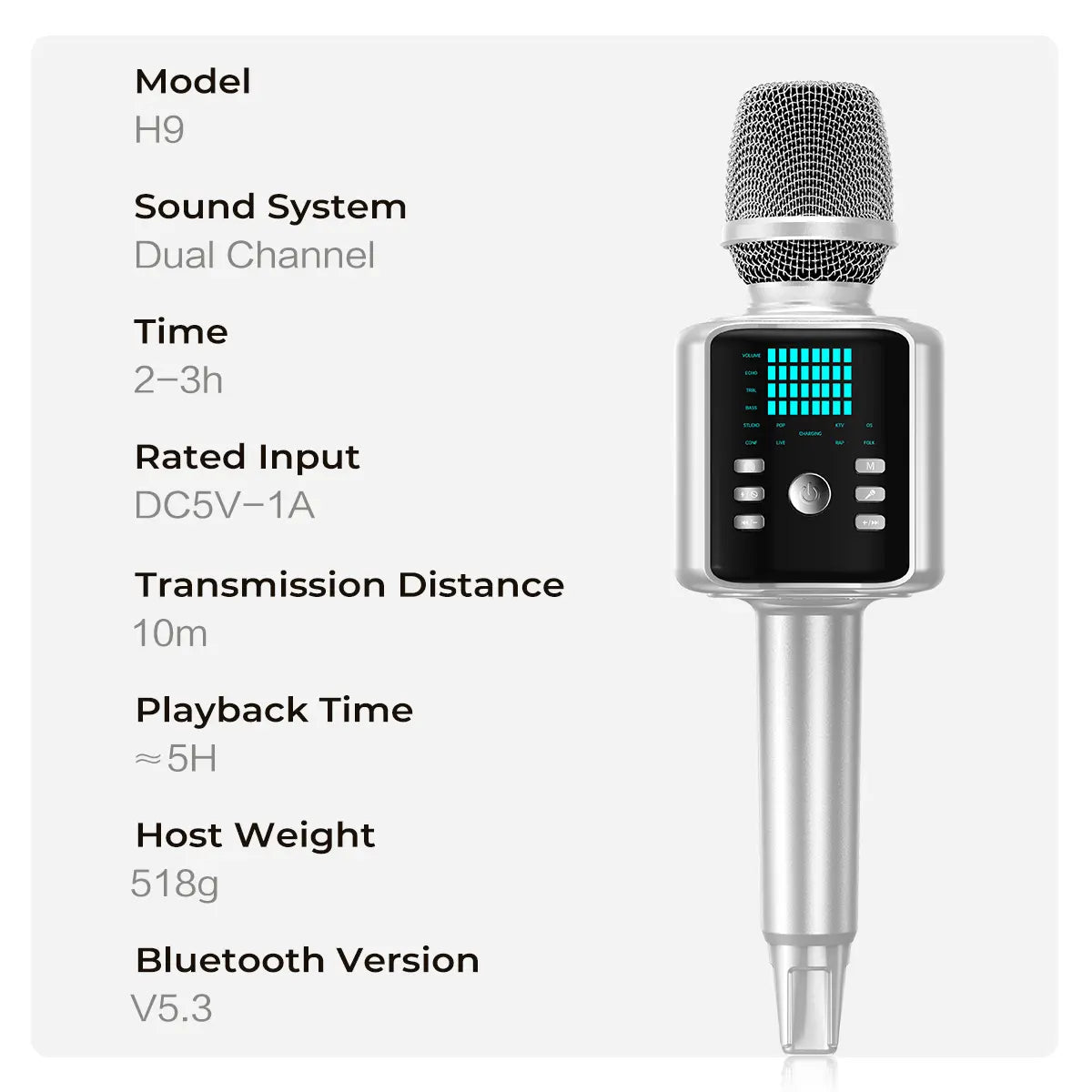 KINGLUCKY H9 Karaoke Mic with AI Vocal Remover & Voice Changer
