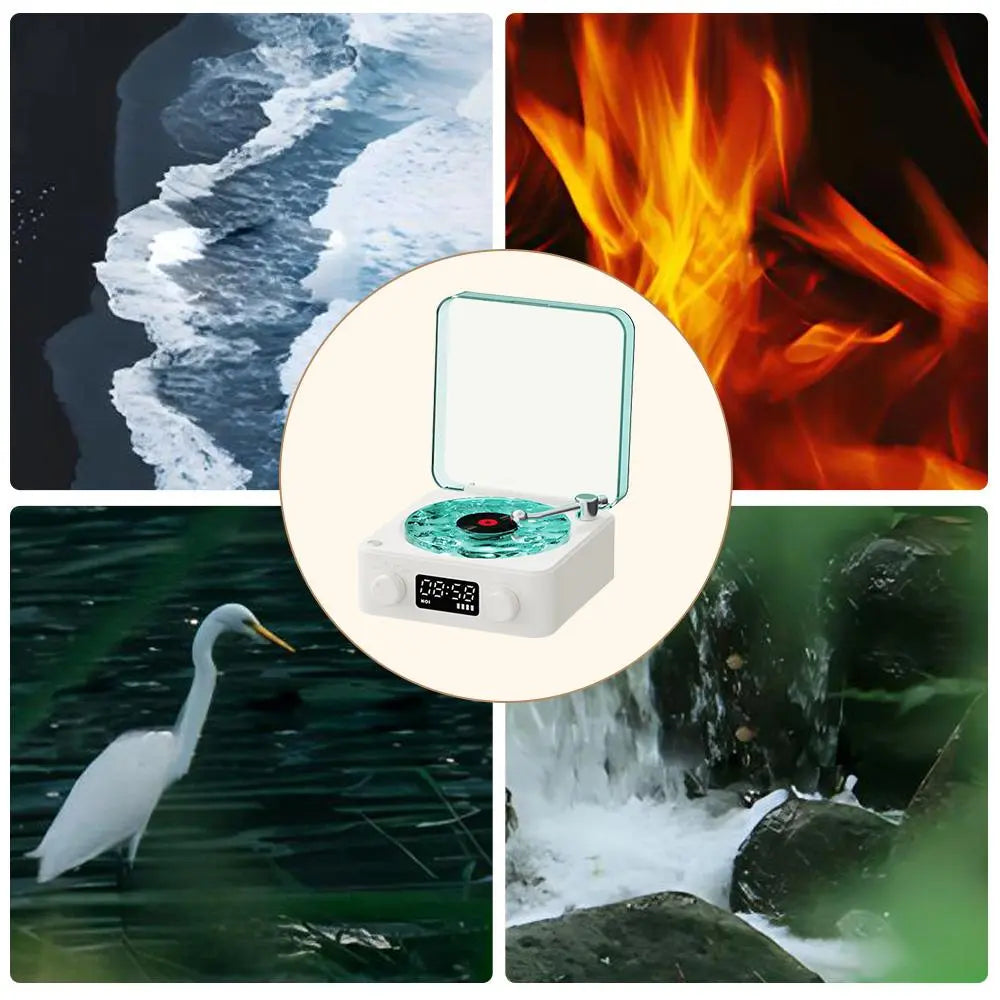 Bluetooth Speaker with Vintage Vinyl Design and Ambient Lighting, Ideal Nightstand Accessory with Relaxing Sound Features, Perfect Gift for Her