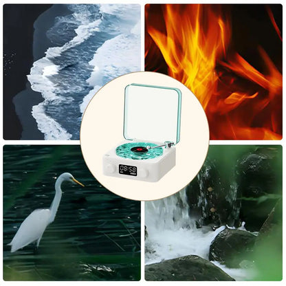 Bluetooth Speaker with Vintage Vinyl Design and Ambient Lighting, Ideal Nightstand Accessory with Relaxing Sound Features, Perfect Gift for Her