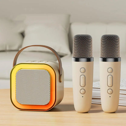 Portable Wireless Karaoke System with Hi-Fi Stereo Speaker, Wireless Microphone, and RGB LED Lights