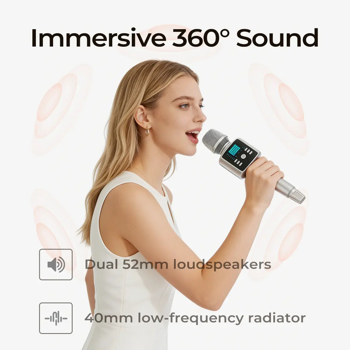 KINGLUCKY H9 Karaoke Mic with AI Vocal Remover & Voice Changer