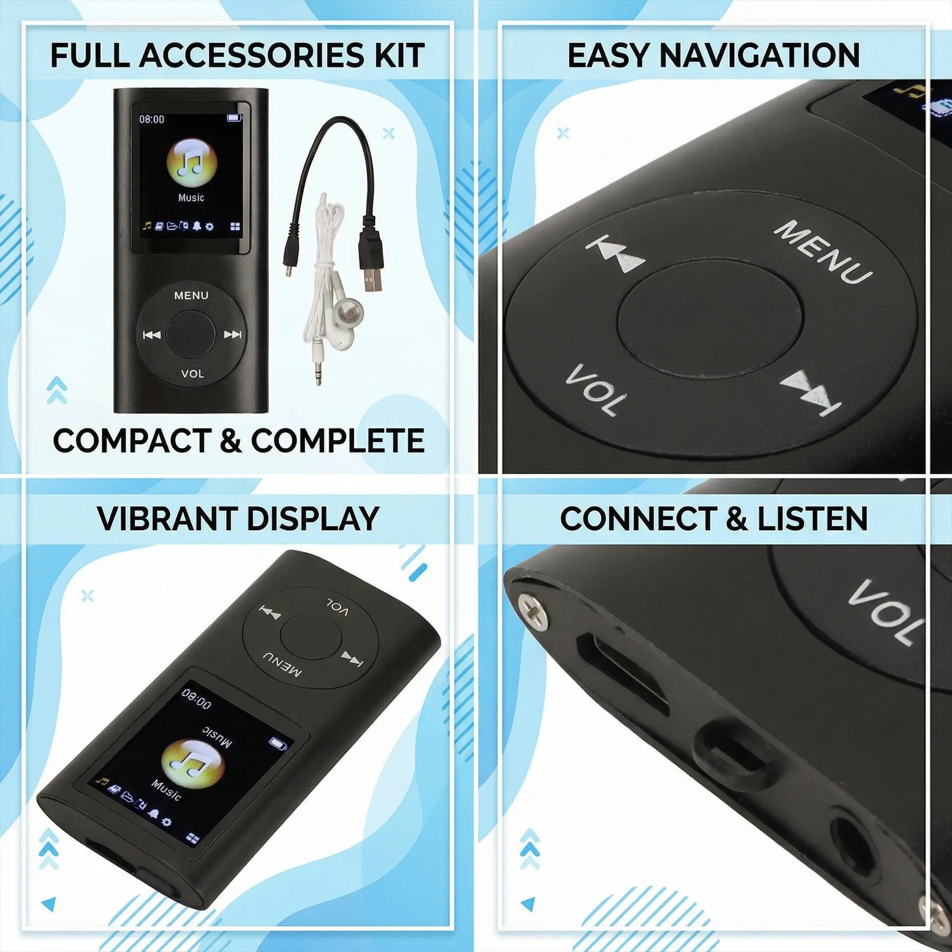 Portable Lossless MP3/MP4 Music Player with LCD Screen - Perfect for Students, Ideal for Music, Reading, Travel, and Offline Use; SD Card Not Included.
