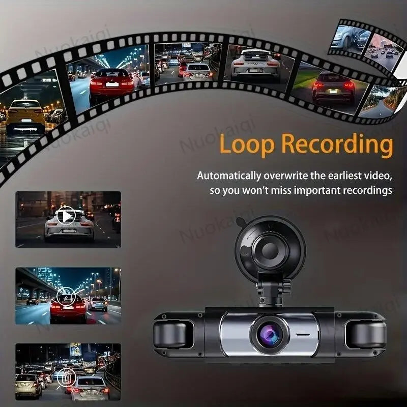 Nuokaiqi 360° Car Dash Cam with Starlight Night Vision, WiFi Connectivity, and Four Screen Surveillance System