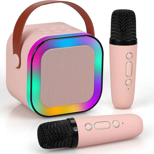 Portable Wireless Karaoke System with Hi-Fi Stereo Speaker, Wireless Microphone, and RGB LED Lights