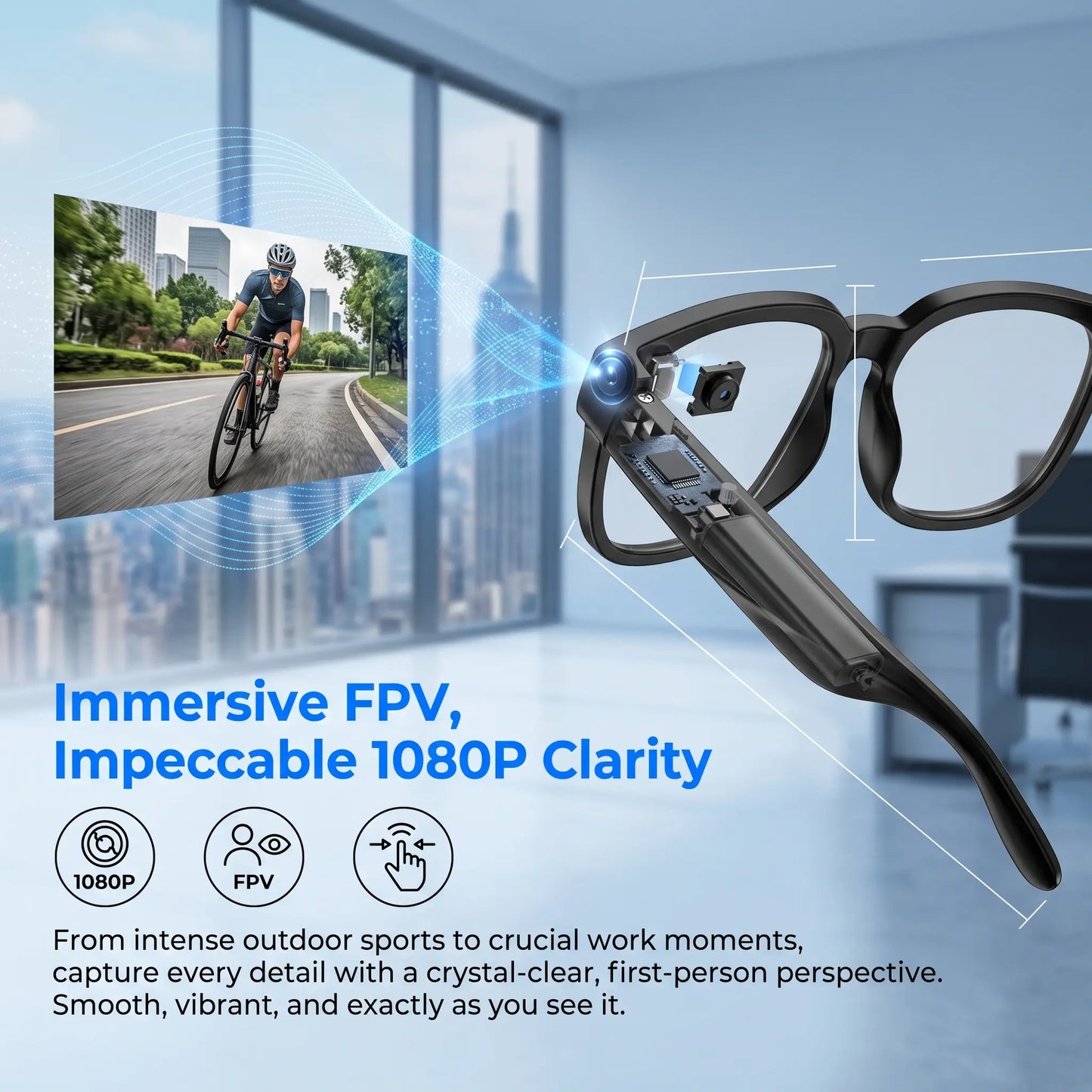 AI Smart Glasses with 8MP HD Camera, Photochromic Lenses, 4K Photography, 1080P Video Recording, Real-Time Translation, and Voice Assistant for Travel, Meetings, and Vlogging - Bluetooth Eyewear with Advanced Features