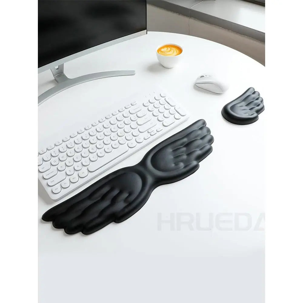 Mechanical Keyboard and Mouse Wrist Rest - Angel Wing Memory Foam Support Pad for Enhanced Comfort and Ergonomics