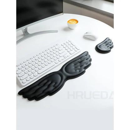 Mechanical Keyboard and Mouse Wrist Rest - Angel Wing Memory Foam Support Pad for Enhanced Comfort and Ergonomics
