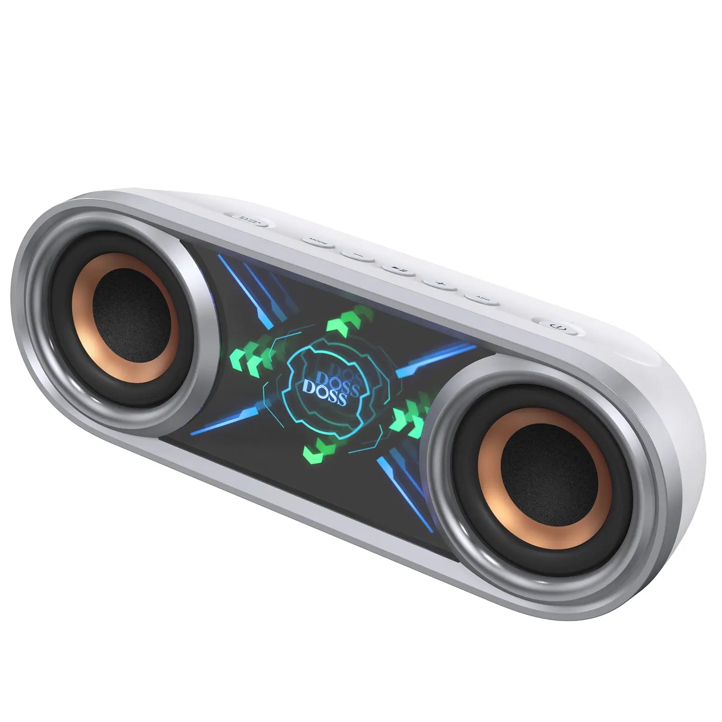 DOSS Soundbox Pro+ P400 Multifunctional Wireless Speaker - 50W Full Range Stereo with Dual 25W Woofer Drivers, DSP Technology, 26 Hours Playtime, Dual Rechargeable Batteries, Portable Design for Outdoor and Home Use, Black with Phantom Mirror Light Show