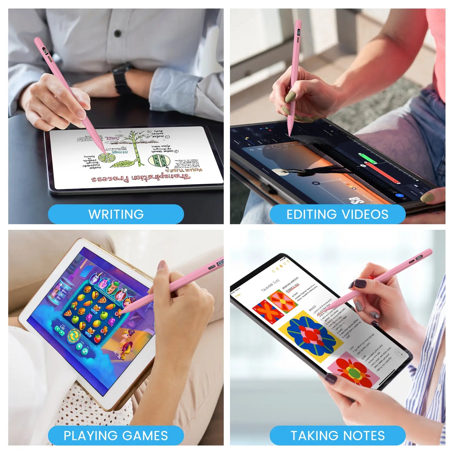 MEKO LED Stylus Pen for iPad (10th/9th/8th/7th/6th Gen, Pro 11"/12.9" M4, Air 5/4/3 M2, Mini 6/5) - Fast Charging, Palm Rejection, Tilt Sensitivity with LED Power Indicator