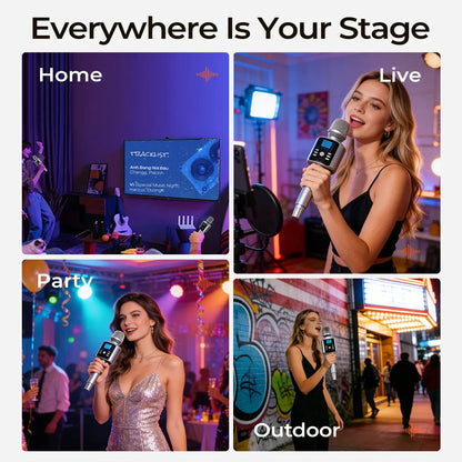KINGLUCKY H9 Karaoke Mic with AI Vocal Remover & Voice Changer