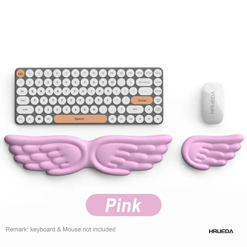 Mechanical Keyboard and Mouse Wrist Rest - Angel Wing Memory Foam Support Pad for Enhanced Comfort and Ergonomics