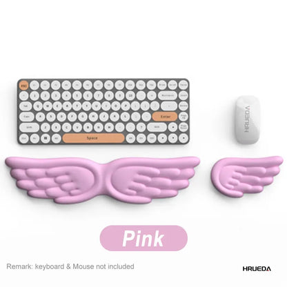 Mechanical Keyboard and Mouse Wrist Rest - Angel Wing Memory Foam Support Pad for Enhanced Comfort and Ergonomics