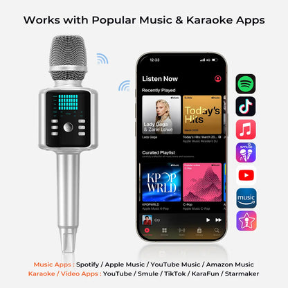 KINGLUCKY H9 Karaoke Mic with AI Vocal Remover & Voice Changer