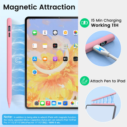 MEKO LED Stylus Pen for iPad (10th/9th/8th/7th/6th Gen, Pro 11"/12.9" M4, Air 5/4/3 M2, Mini 6/5) - Fast Charging, Palm Rejection, Tilt Sensitivity with LED Power Indicator