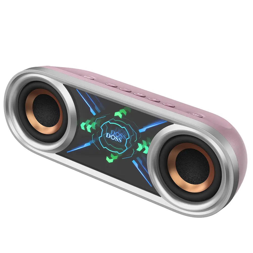 DOSS Soundbox Pro+ P400 Multifunctional Wireless Speaker - 50W Full Range Stereo with Dual 25W Woofer Drivers, DSP Technology, 26 Hours Playtime, Dual Rechargeable Batteries, Portable Design for Outdoor and Home Use, Black with Phantom Mirror Light Show