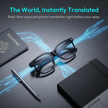 AI Smart Glasses with 8MP HD Camera, Photochromic Lenses, 4K Photography, 1080P Video Recording, Real-Time Translation, and Voice Assistant for Travel, Meetings, and Vlogging - Bluetooth Eyewear with Advanced Features