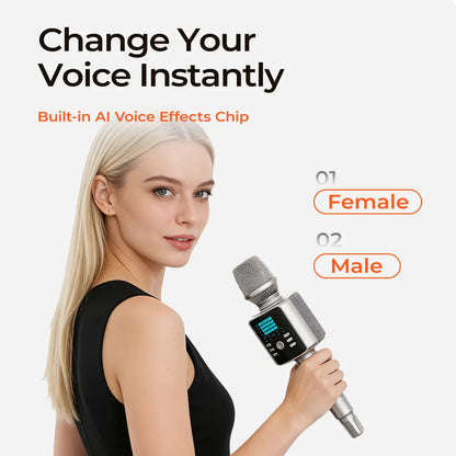 KINGLUCKY H9 Karaoke Mic with AI Vocal Remover & Voice Changer