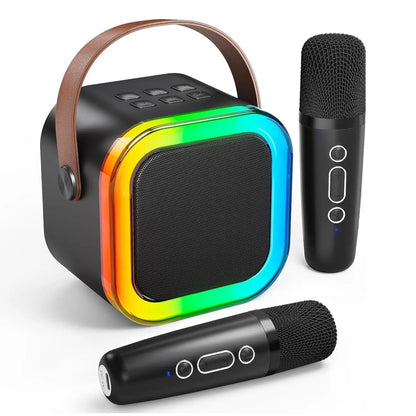 Portable Wireless Karaoke System with Hi-Fi Stereo Speaker, Wireless Microphone, and RGB LED Lights
