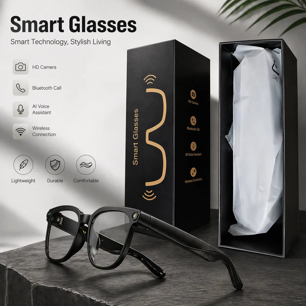 AI Smart Glasses with 8MP HD Camera, Photochromic Lenses, 4K Photography, 1080P Video Recording, Real-Time Translation, and Voice Assistant for Travel, Meetings, and Vlogging - Bluetooth Eyewear with Advanced Features