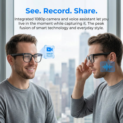 AI Smart Glasses with 8MP HD Camera, Photochromic Lenses, 4K Photography, 1080P Video Recording, Real-Time Translation, and Voice Assistant for Travel, Meetings, and Vlogging - Bluetooth Eyewear with Advanced Features