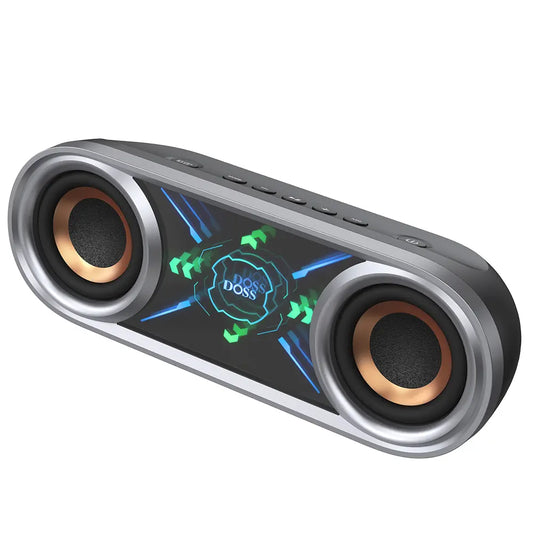 DOSS Soundbox Pro+ P400 Multifunctional Wireless Speaker - 50W Full Range Stereo with Dual 25W Woofer Drivers, DSP Technology, 26 Hours Playtime, Dual Rechargeable Batteries, Portable Design for Outdoor and Home Use, Black with Phantom Mirror Light Show
