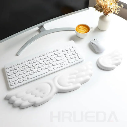 Mechanical Keyboard and Mouse Wrist Rest - Angel Wing Memory Foam Support Pad for Enhanced Comfort and Ergonomics